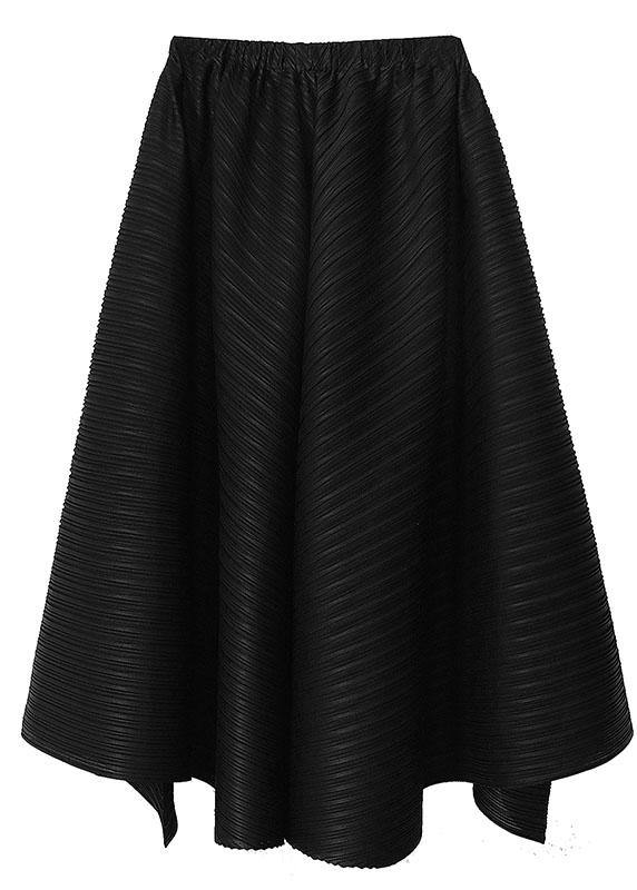 Diy Black Wrinkled Summer High Waist Skirts Pant
