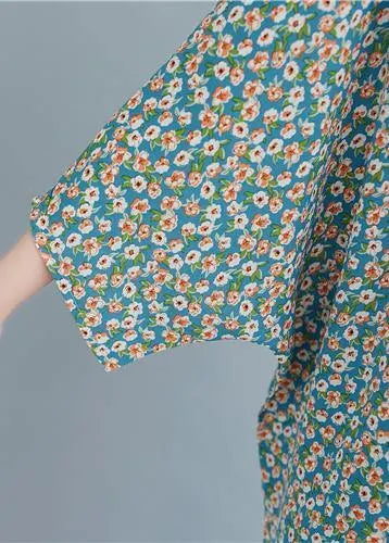 French V Neck Batwing Sleeve Blouse Shirts Blue Blouse