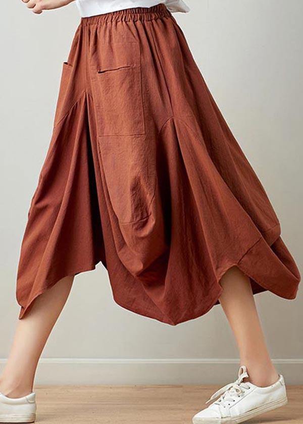 Black Plaid Cotton Linen Lantern Skirts Summer
