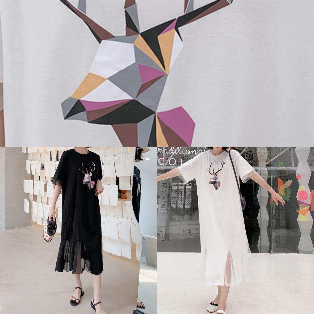 Italian White Patchwork Tulle Cotton Tunics Prints Traveling Summer Dress