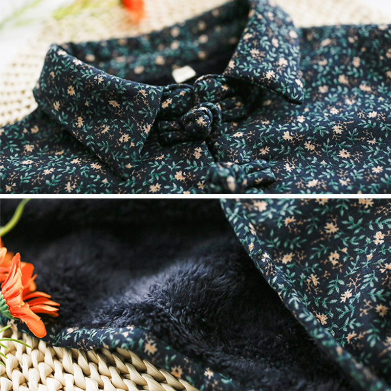 Winter Retro Furred Cotton Linen Dress