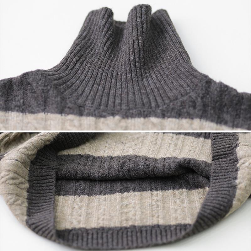 Winter Thick Stripe Turtleneck Loose Retro Sweater