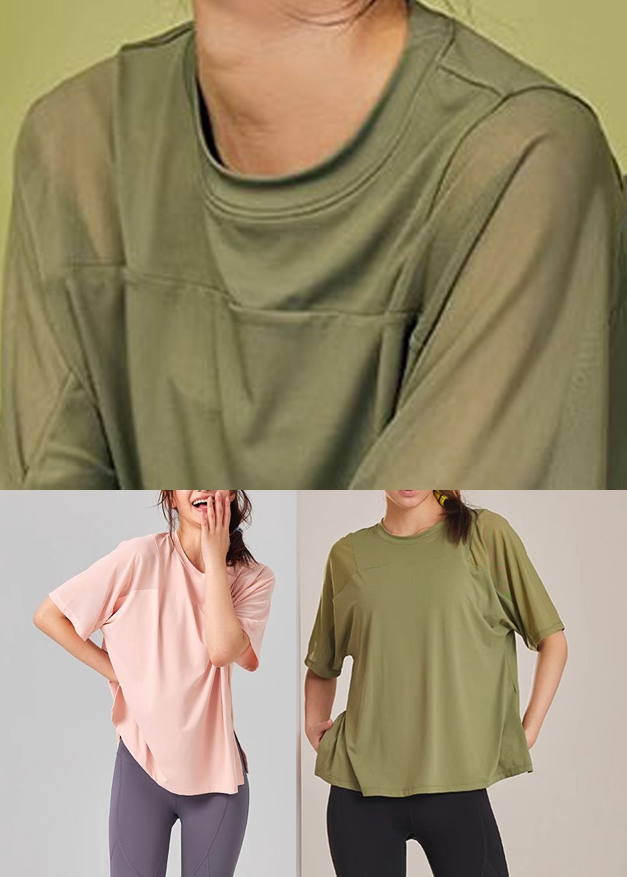 Pink O-neck Short Sleeve Yoga Tops