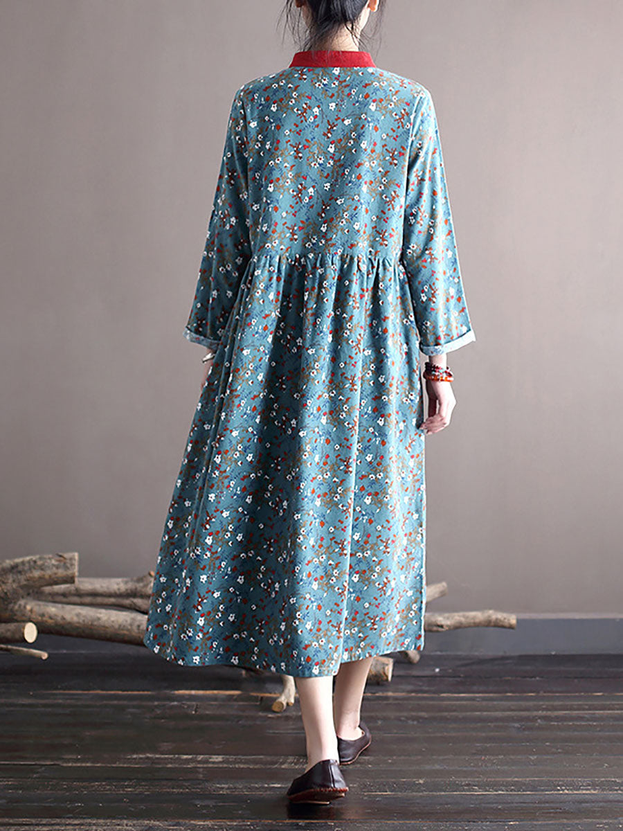Spring National Style Frog Loose Dress