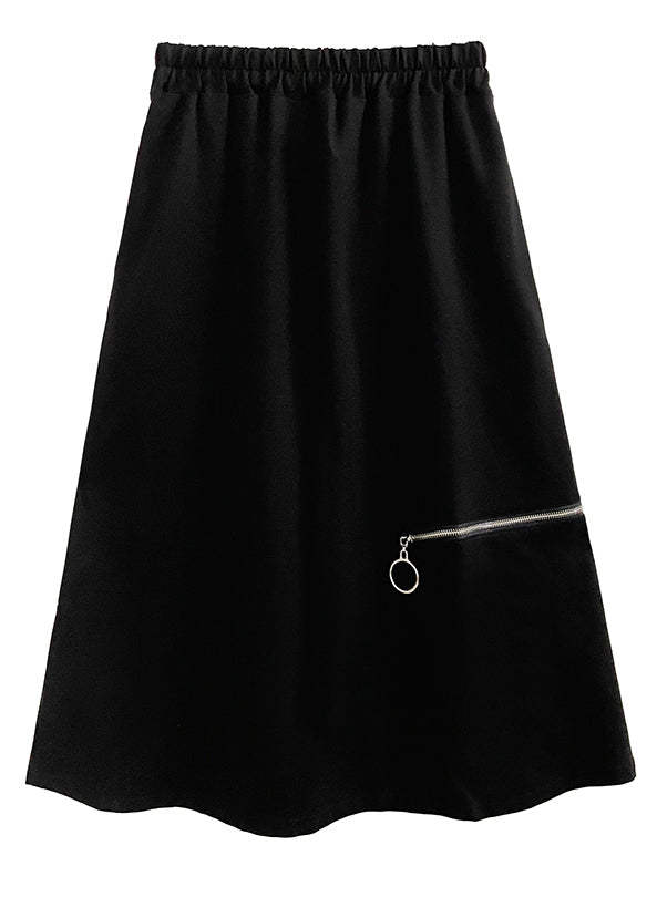 Black Side Open High Waist Patchwork Cotton a Line Skirts Fall
