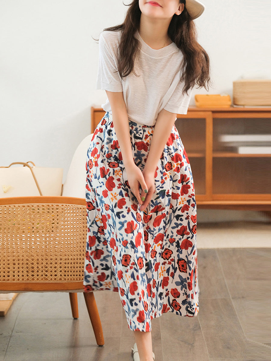Elastic Waist Cotton Skirt