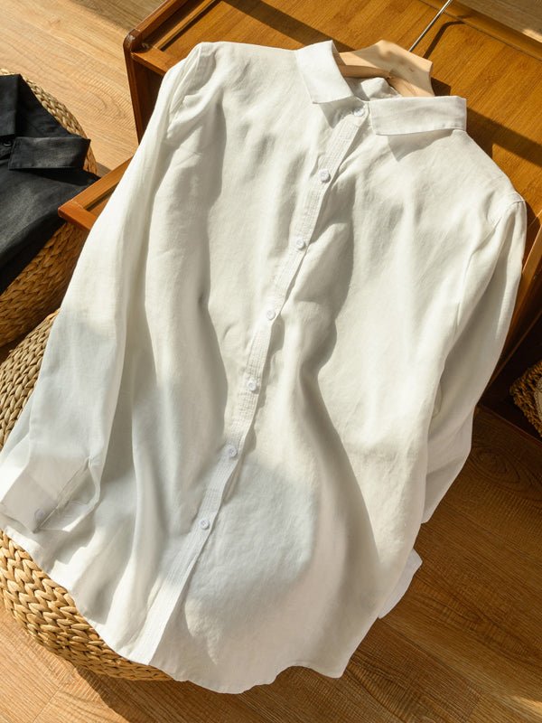 100% Linen Long Sleeve Shirt in Color