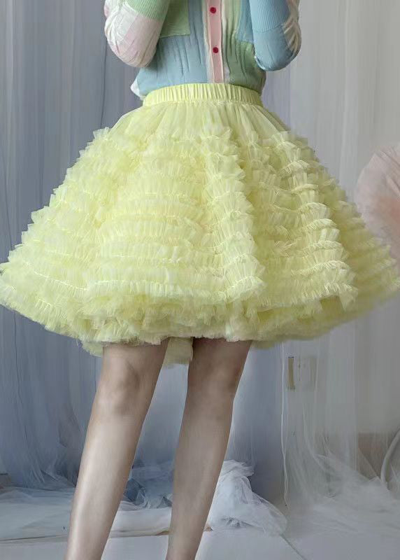 Red Layered Ruffled Patchwork Tulle Skirts Summer