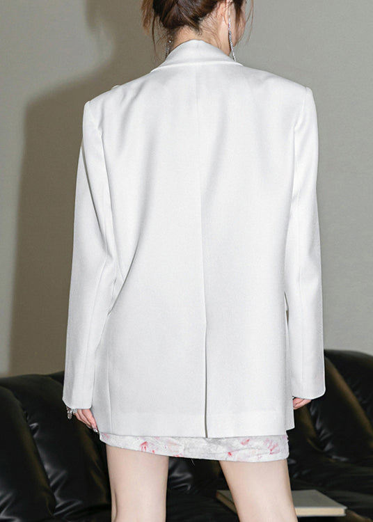 Italian White Decorated Bead Button Suit Coat Fall