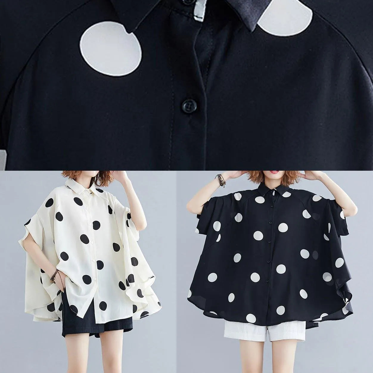 Organic Lapel Ruffles Box Top Christmas Gifts Nude Dotted Blouse