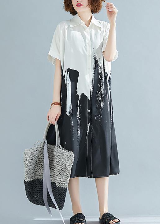 Modern Lapel Cotton Clothes for Work Outfits White Dress
