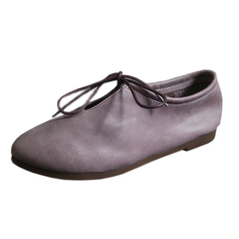 Purple Genuine Leather Lace Up Loafer Shoes for