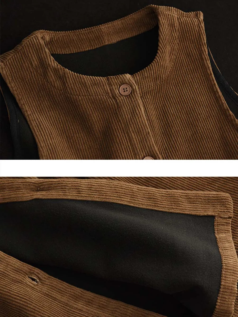 Corduroy Button Vest Dress