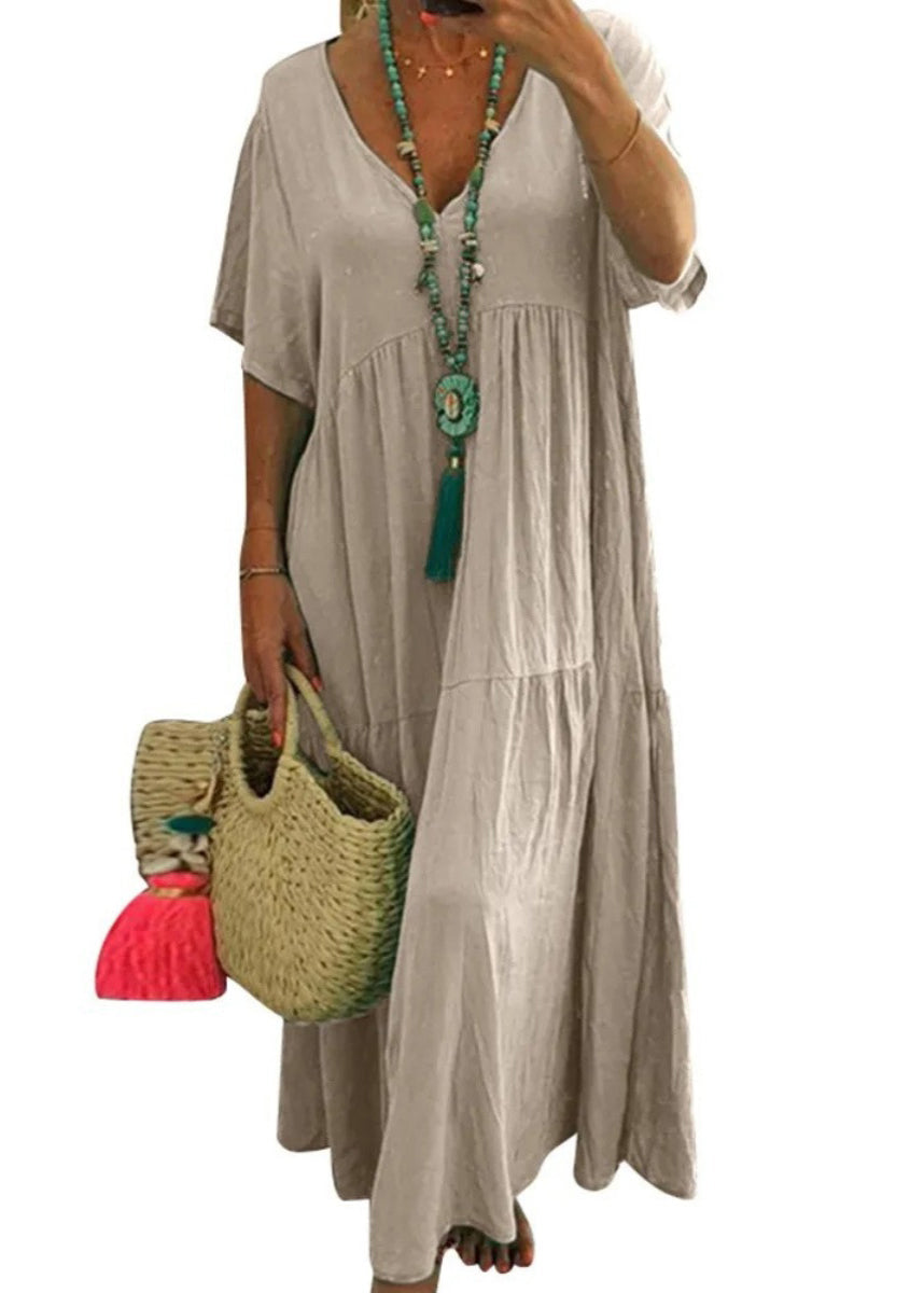 Lake Green Oversized Patchwork Cotton Beach Dress Summer