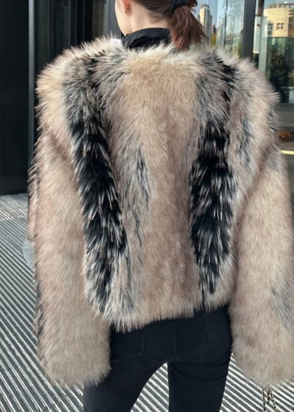 New V Neck Thick Leather and Fur Coats Winter