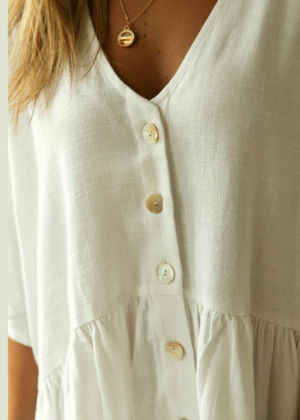 Black Button Cotton Pockets Summer Vacation Dresses
