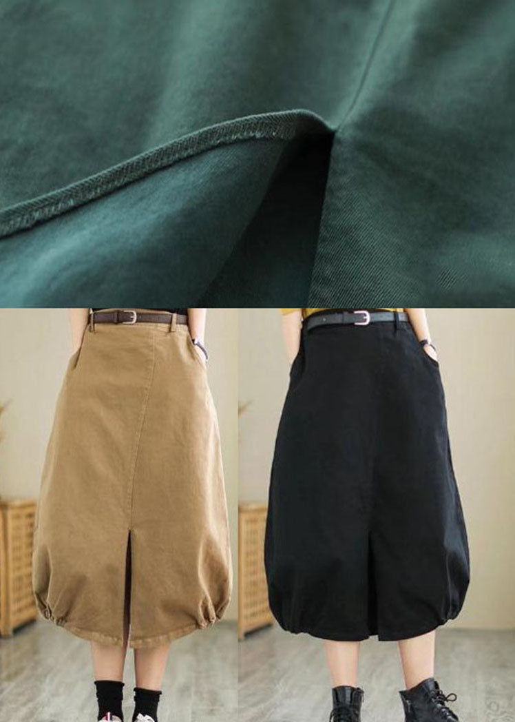 Black Patchwork Wrinkled Cotton Skirts Spring