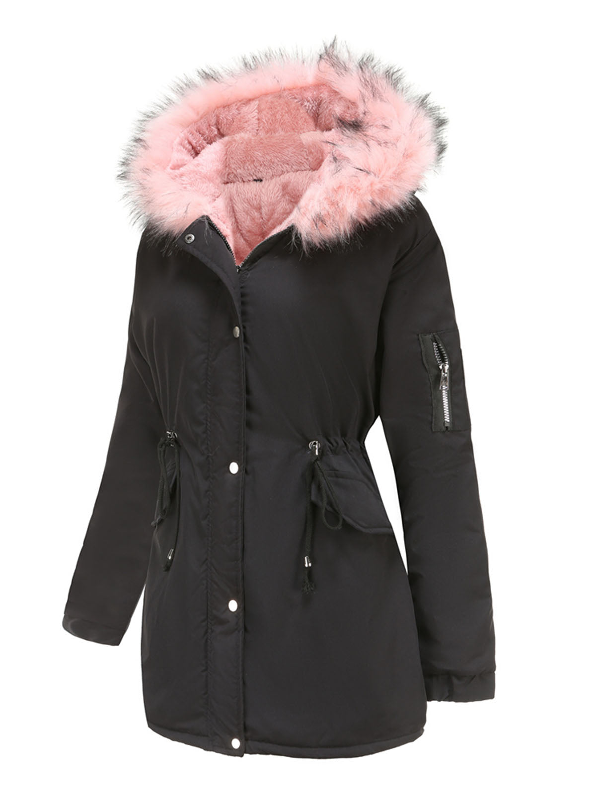 Parka Coat Street Daily Plush Winter Coat Color Oversized Fur Warm Coat