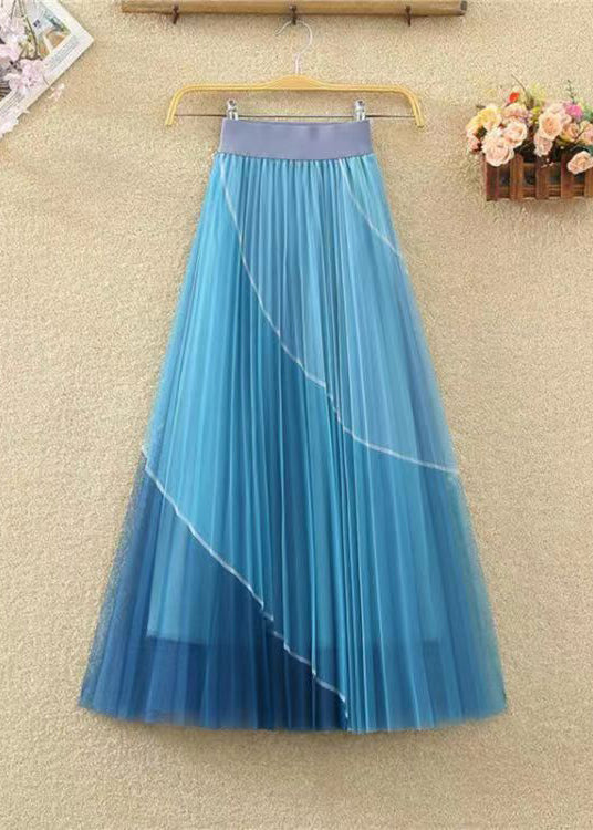 Black Wrinkled Patchwork Elastic Waist Tulle Skirt Spring