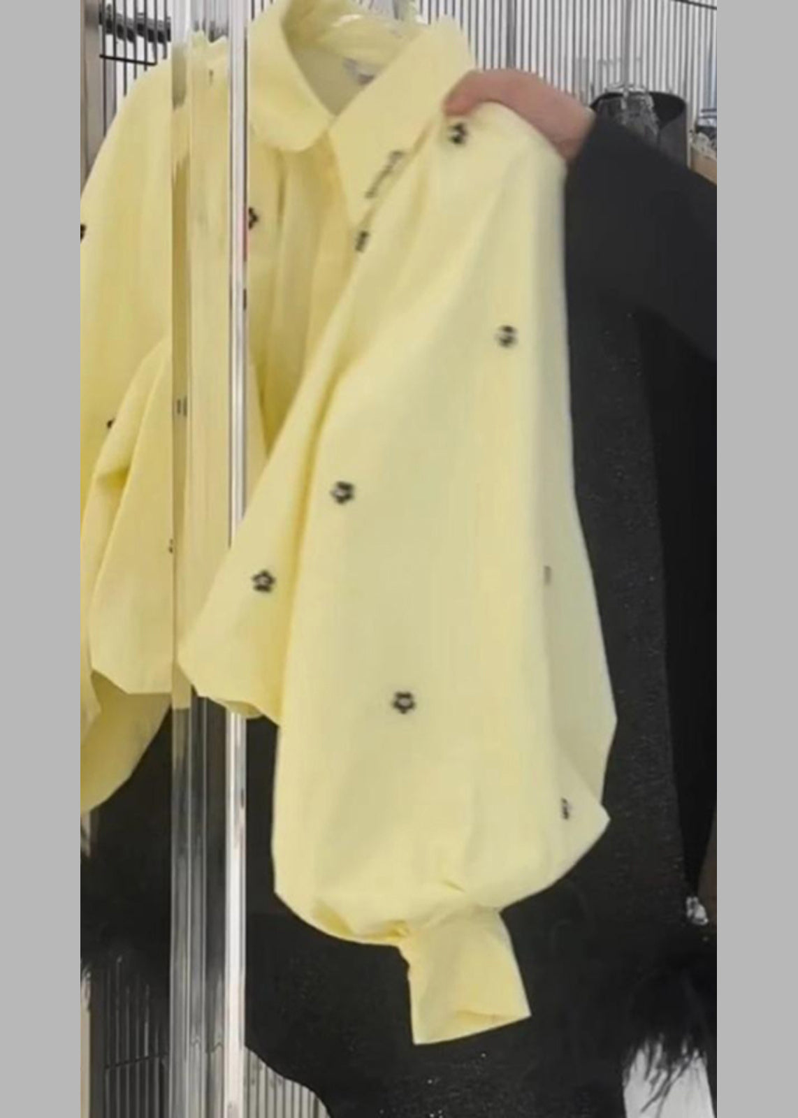 Loose Yellow Peter Pan Collar Cotton Shirt Puff Sleeve