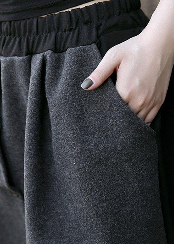Woolen Blended High Waist Pants Loose Patchwork Pants Skirt
