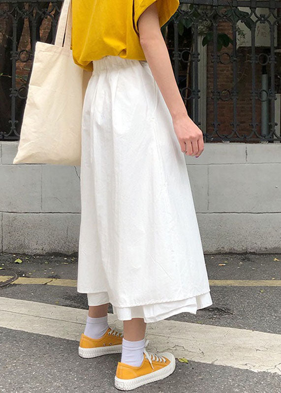 White Asymmetrical High Waist a Lline Skirts Spring