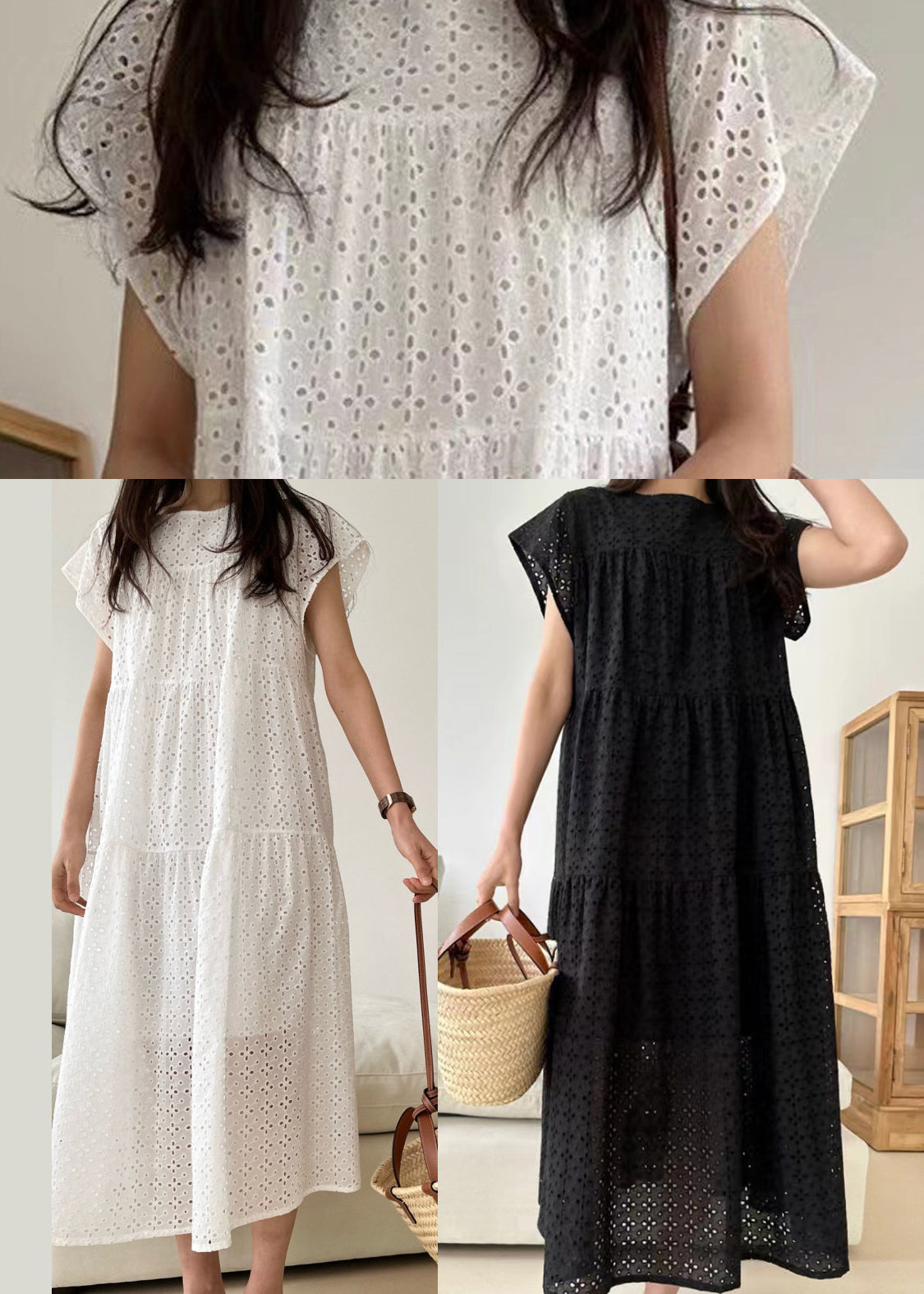 White Embroidered Cotton Party Dress Summer