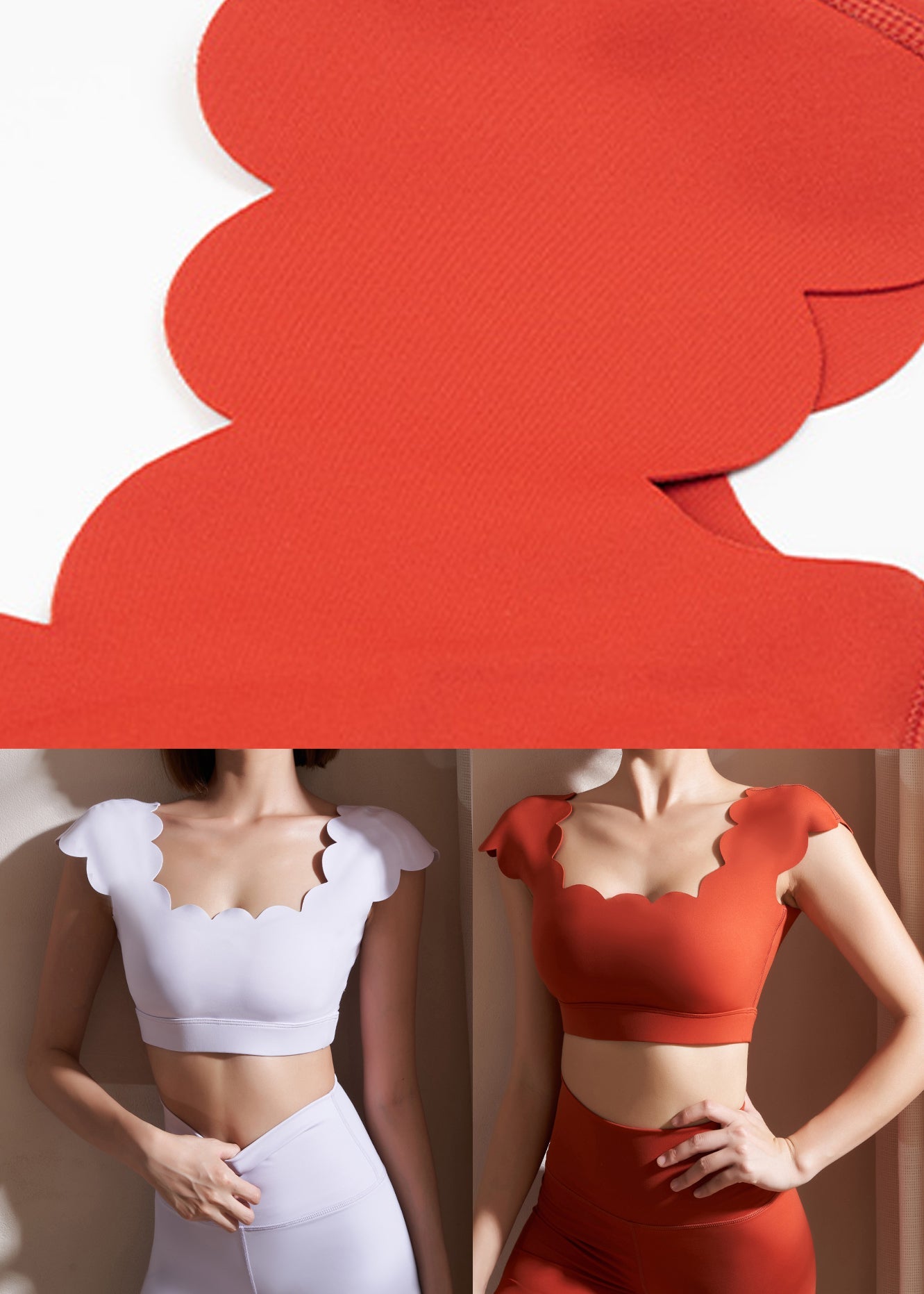 Red Ruffled Patchwork Workout Yoga Tops