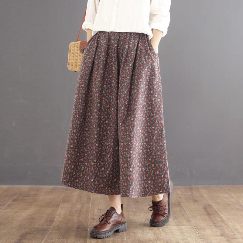 Retro Patchwork High Waist Cotton Skirt