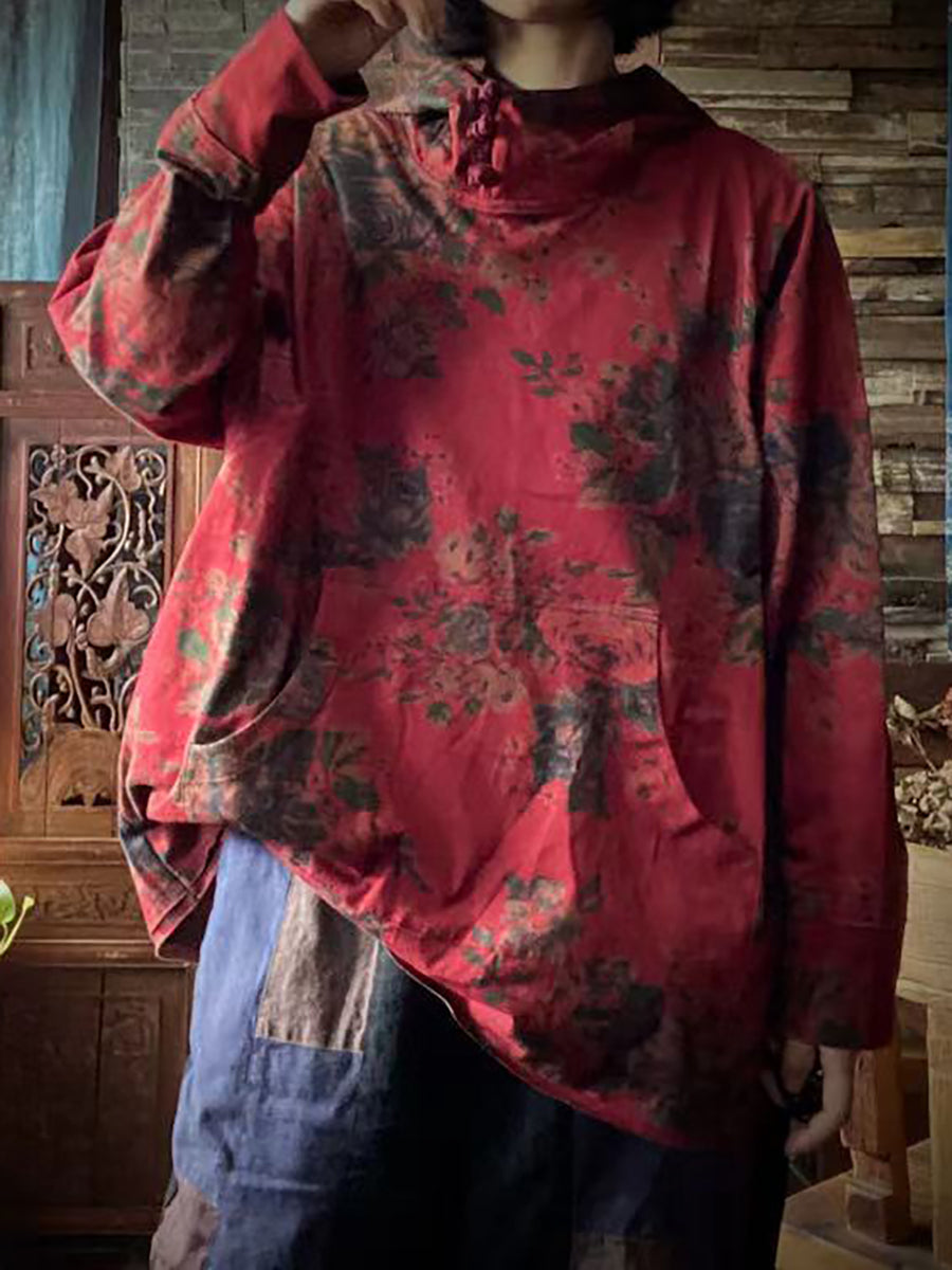 Print Cotton Hooded T-shirt