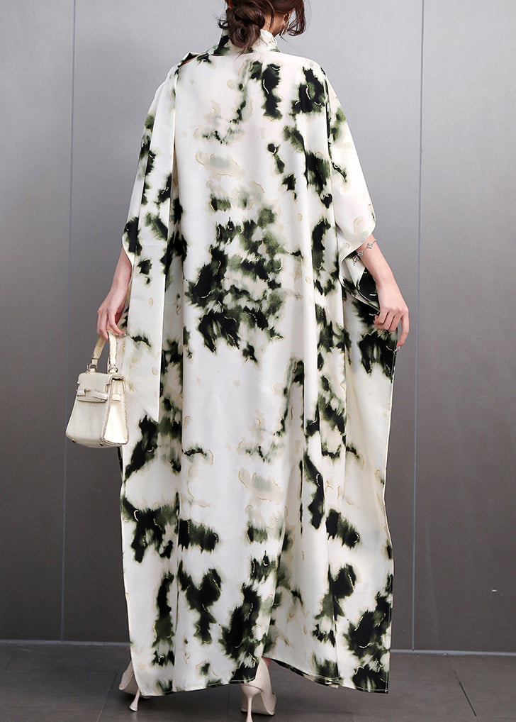 Print Long Dresses Batwing Sleeve