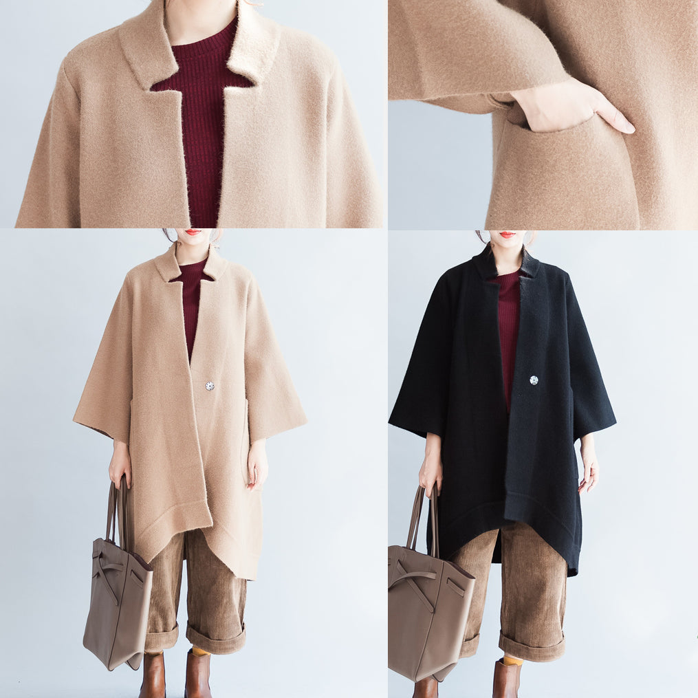 Khaki Oversized Woolen Coats Loose Woolen Jackets Outwear