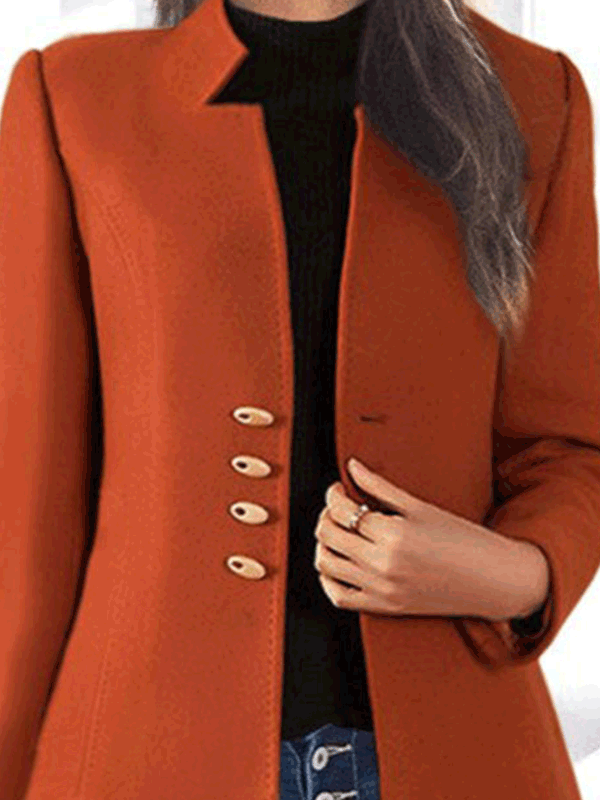 Coats Button Long Sleeve Slim Fit Wool Coat