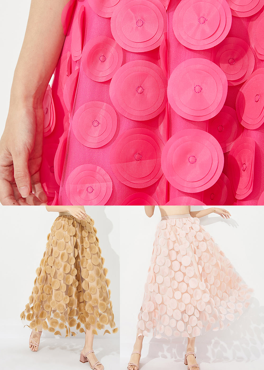 Rose Elastic Waist Exra Large Hem Tulle Skirt Summer