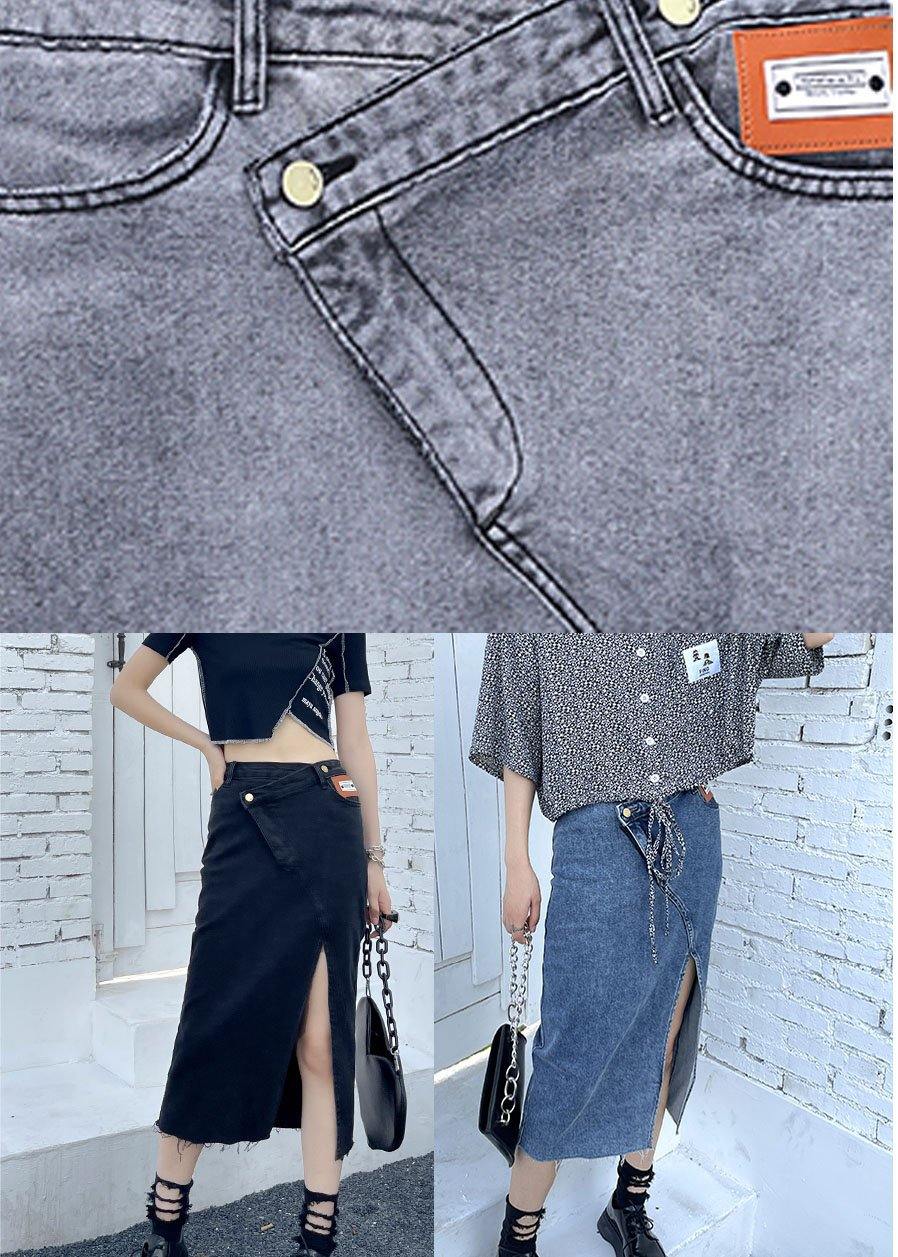 Classy Blue Cozy Asymmetrical Design Skirts Denim