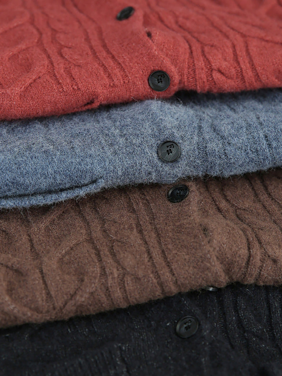- Knitted Irregular Hem Breasted Cardigans Sweater