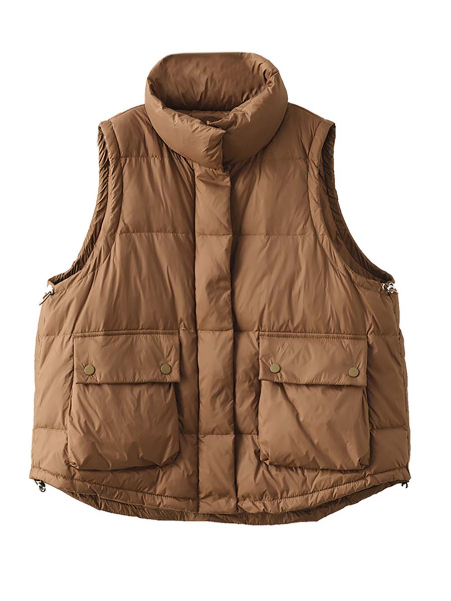 Agaric Lace Button Pocket Down Vest