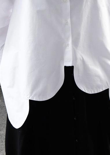 White Cotton Clothes for Asymmetric Hem Summer Shirts