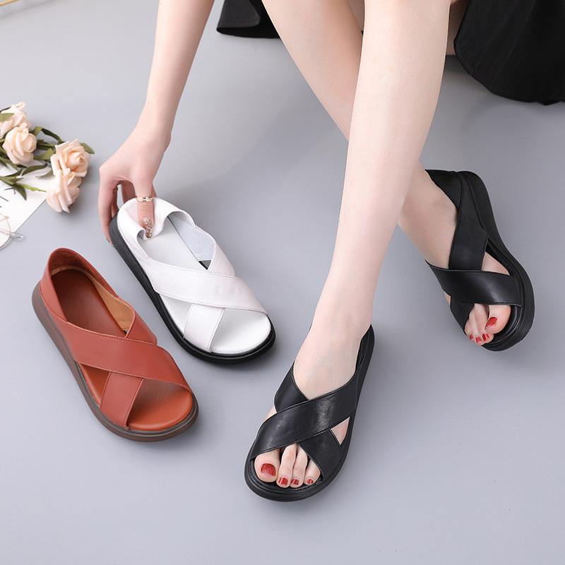 White Genuine Leather Best Sandals for Hiking Sandals