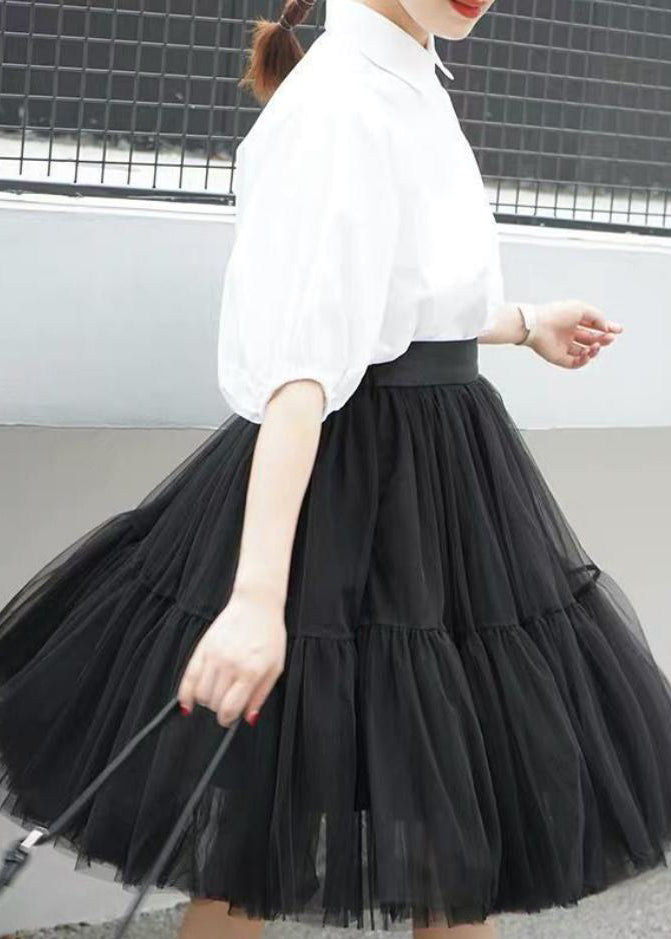Green High Waist Tulle Skirts Spring