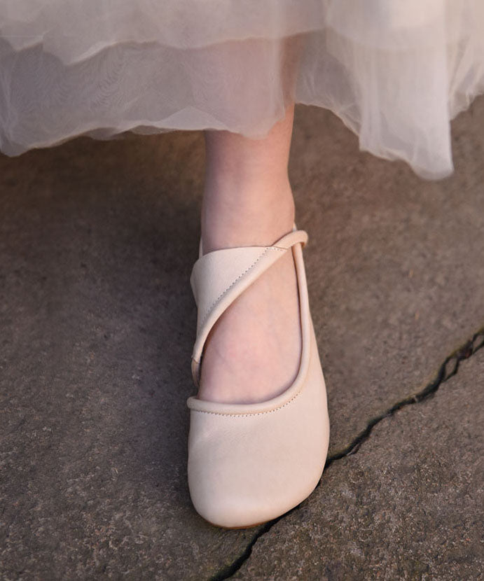 Hollow Out Water Sandals Beige Cowhide Leather