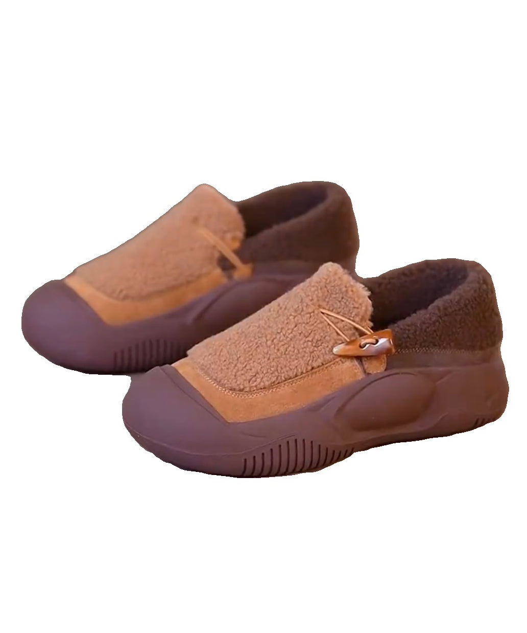 Yellow Cotton Fabric Splicing Platform Warm Flats Shoes