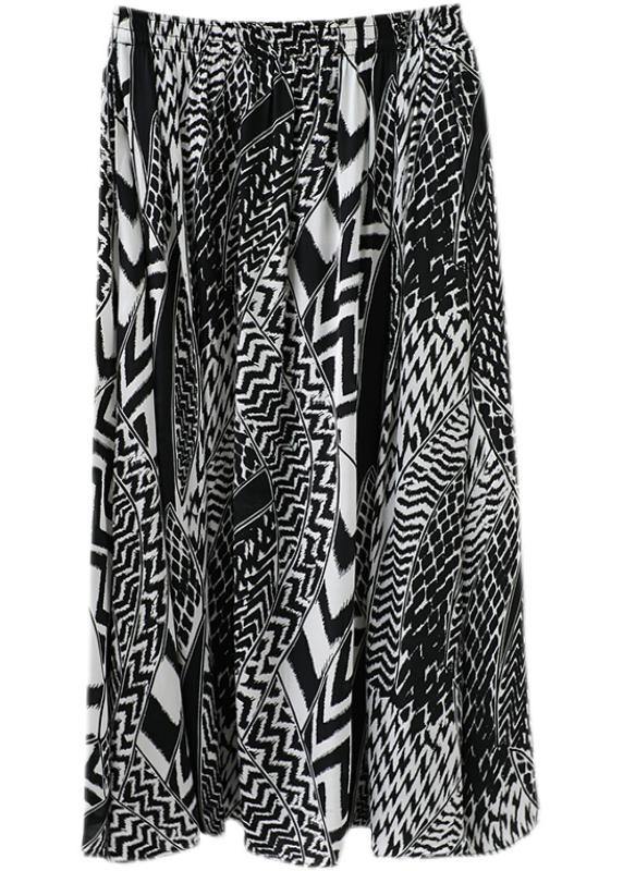 Fine Print Summer Elastic Waist a Line Skirt