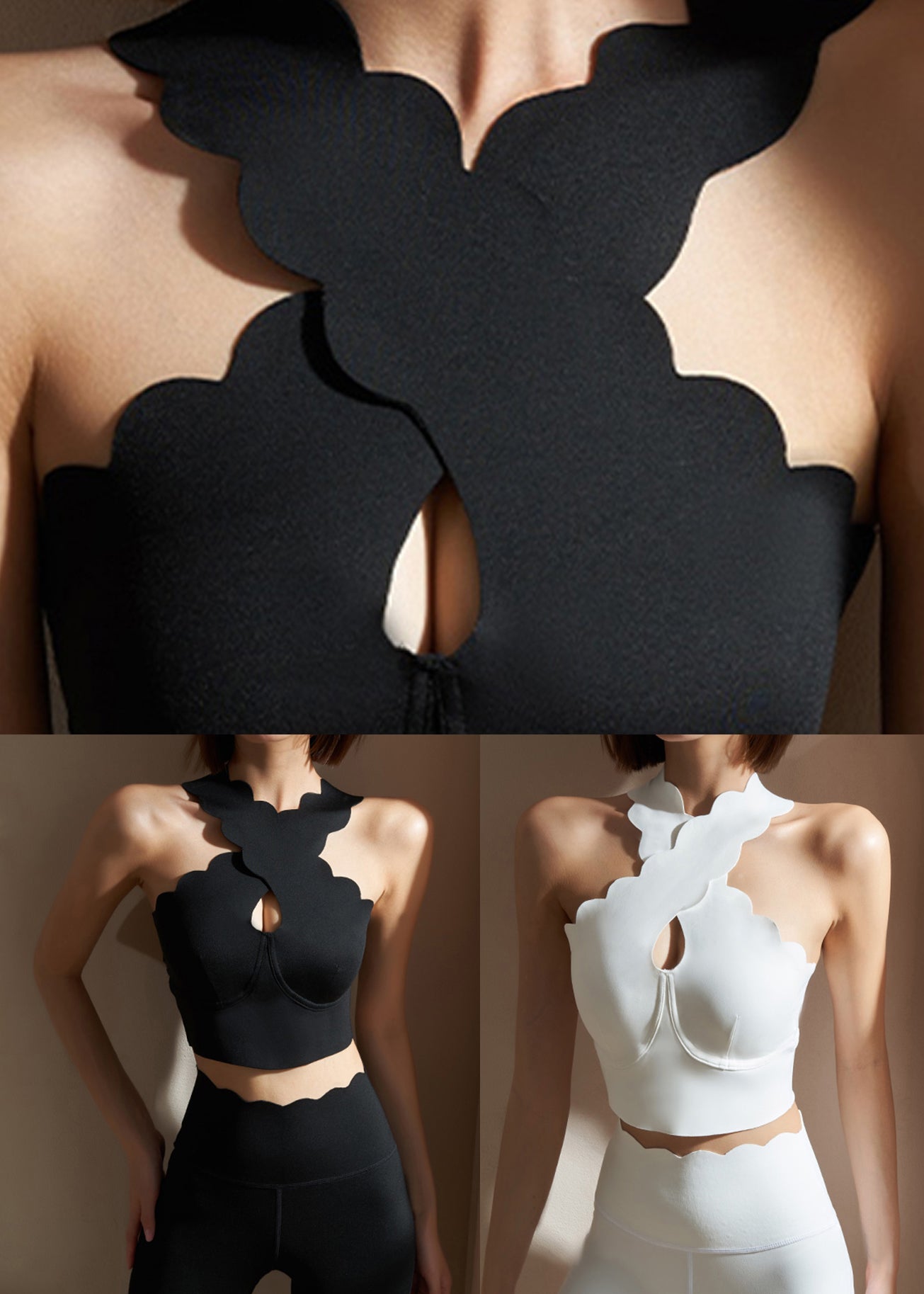 White Hollow Out Crop Top Workout