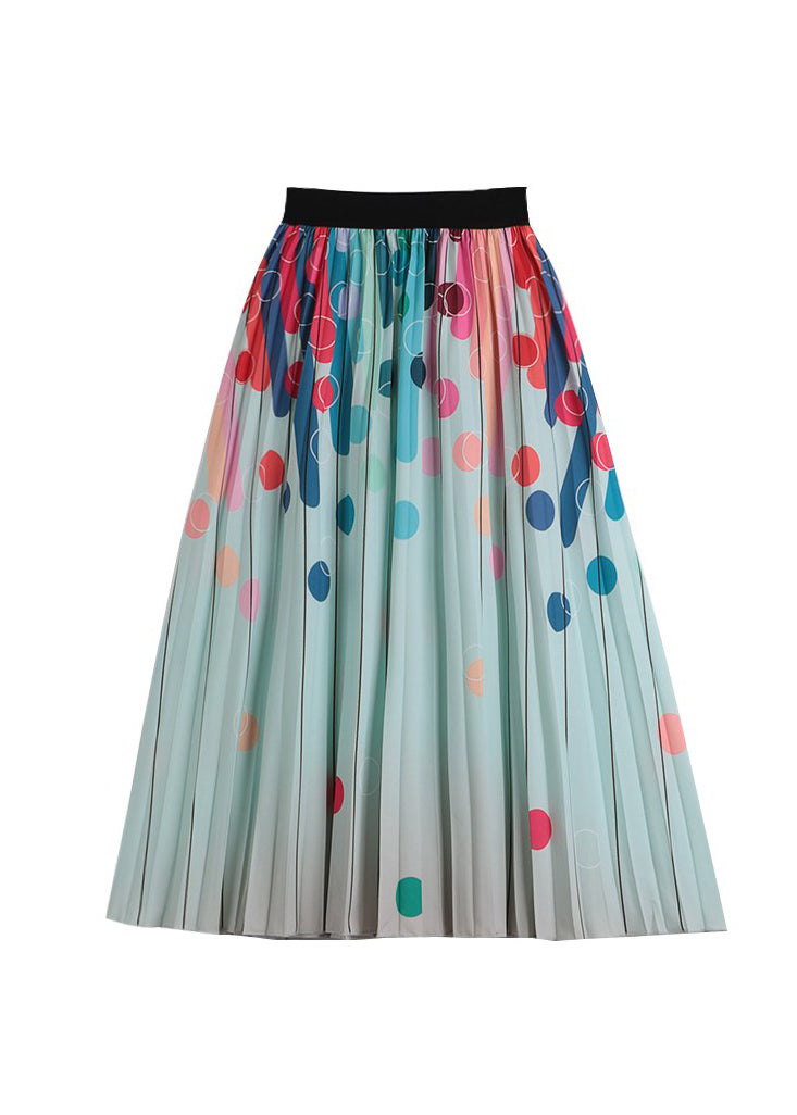 Pink Striped Print Chiffon Pleated Skirts Spring