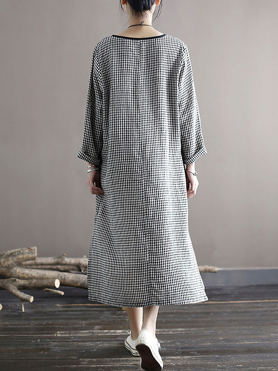 Spring National Plaid Split Hem Dress