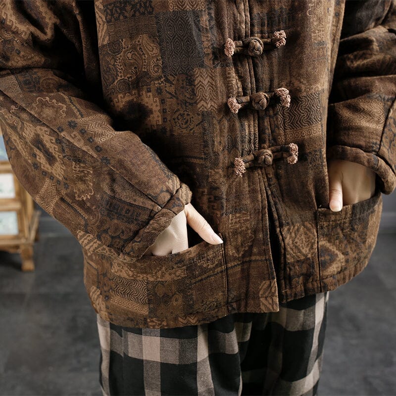 Winter Retro Cotton Linen Quilted Coat