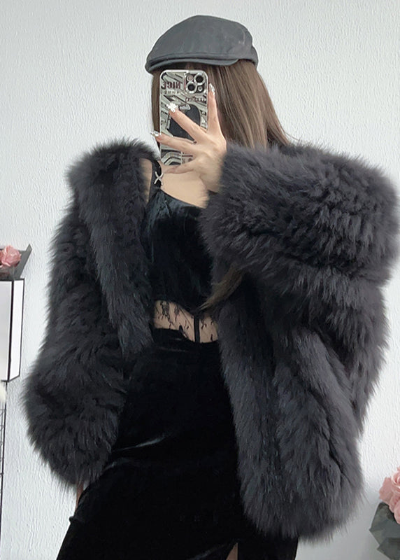White Hooded Fine Fox Fur Jacket Winter