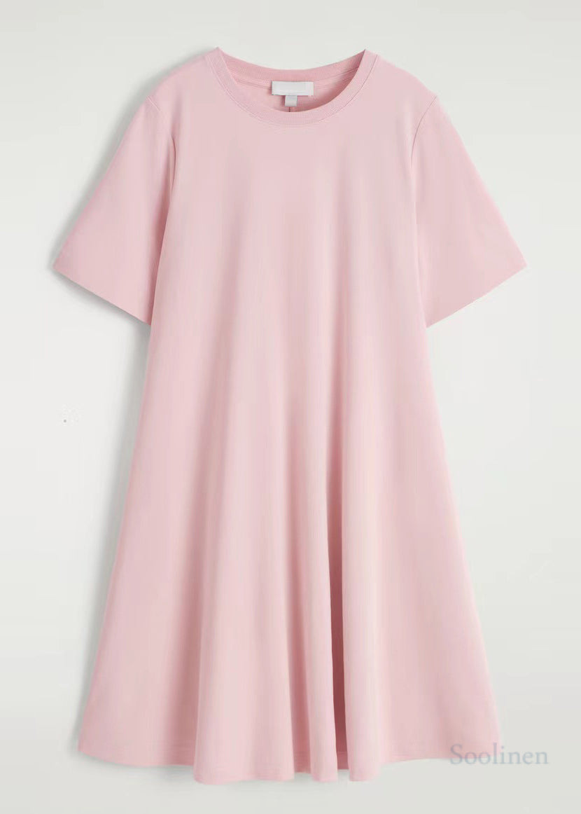 Diy Pink Oversized Cotton Tea Dress Summer