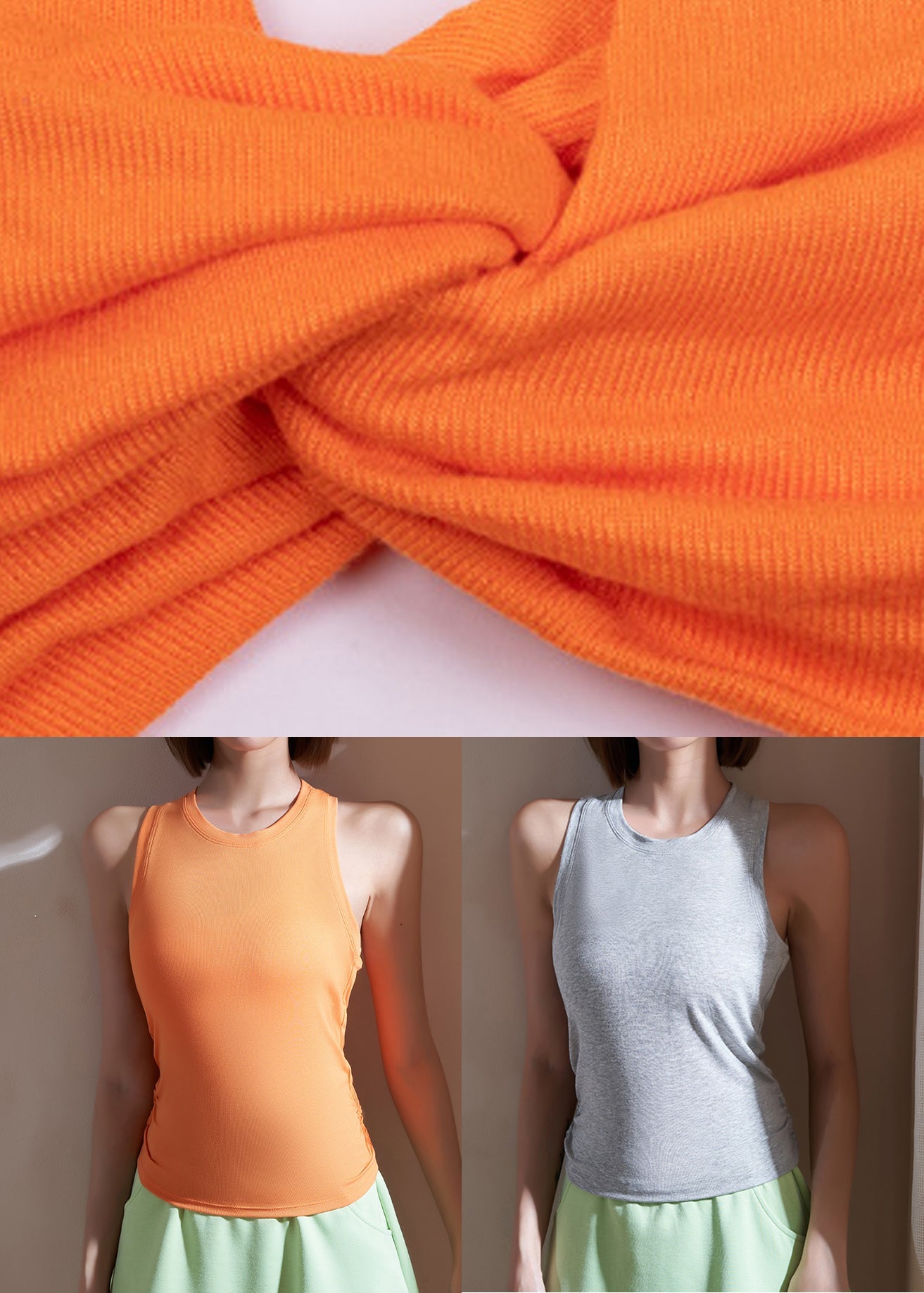 Grey Wrinkled Patchwork Hollow Out Yoga Tops